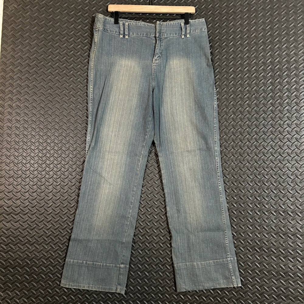 Crossing Pointe Blue Sand Wash Straight Leg High Rise Denim Jeans Women's‎ 14 MS